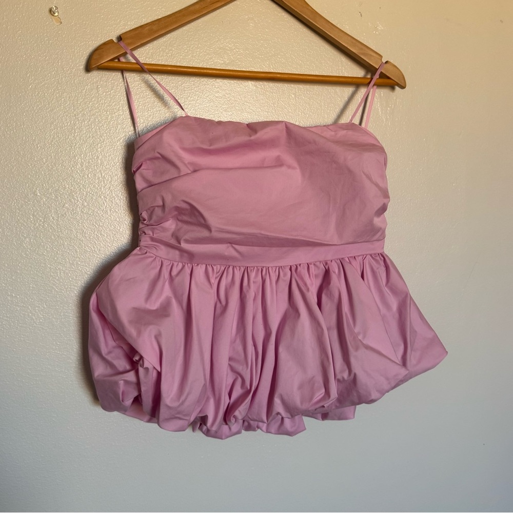 Pink Strapless Peplum Top